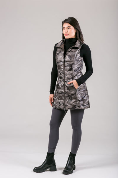 Long Printed Down Vest