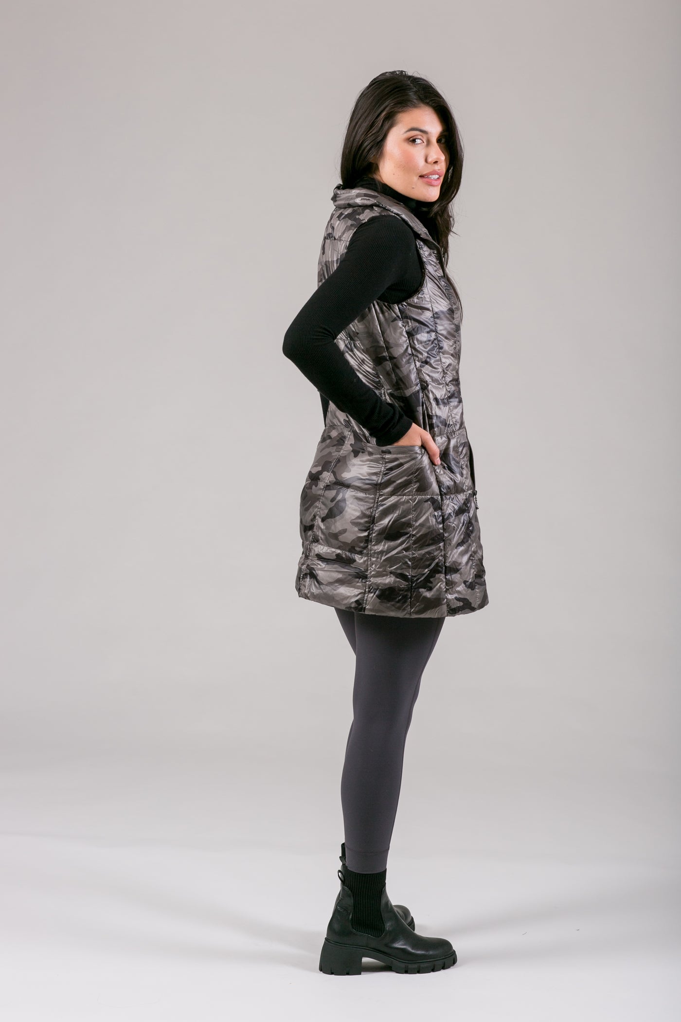 Long Printed Down Vest