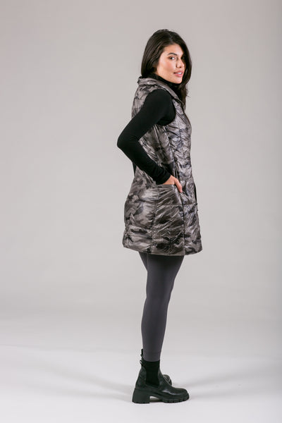 Long Printed Down Vest
