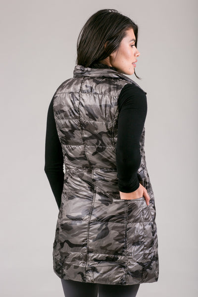 Long Printed Down Vest