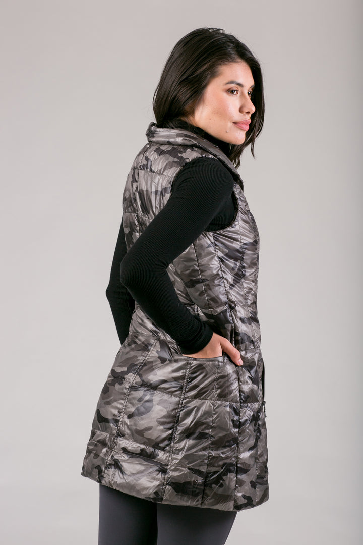 Long Printed Down Vest