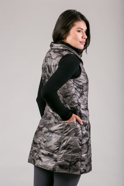 Long Printed Down Vest