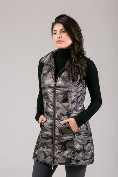Long Printed Down Vest