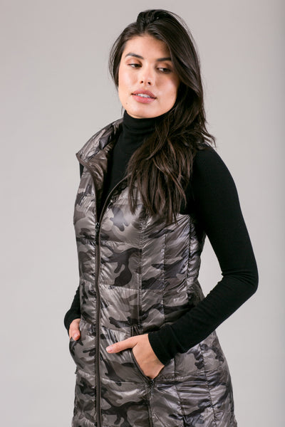 Long Printed Down Vest