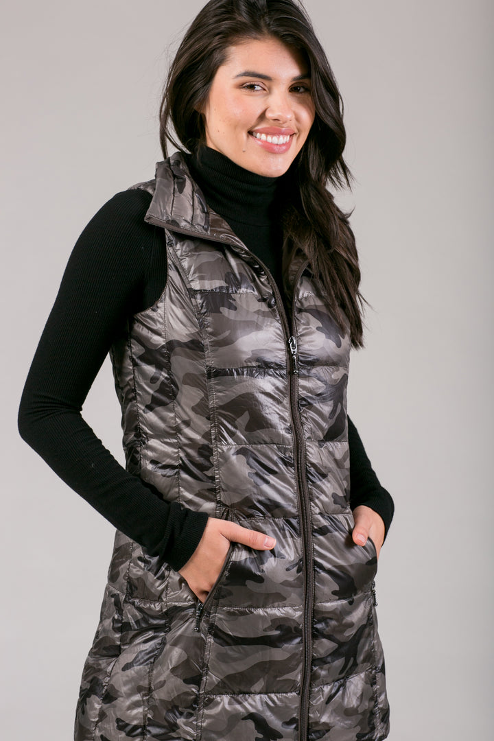 Long Printed Down Vest