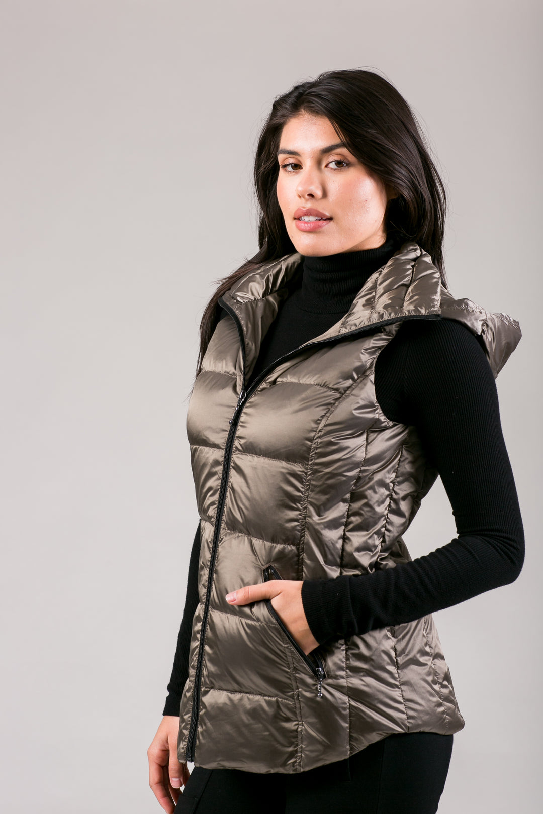 Short Metallic Down Vest