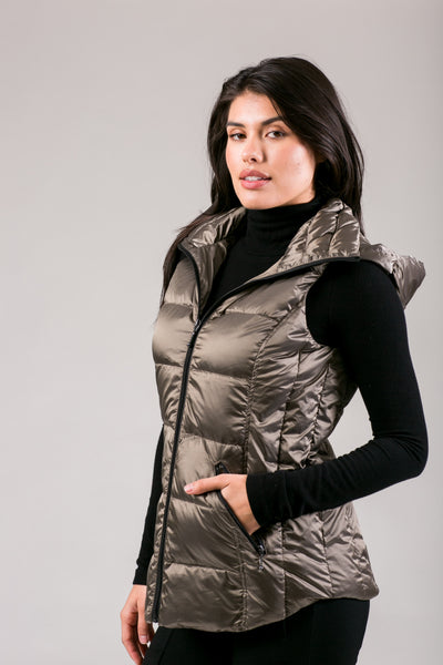 Short Metallic Down Vest