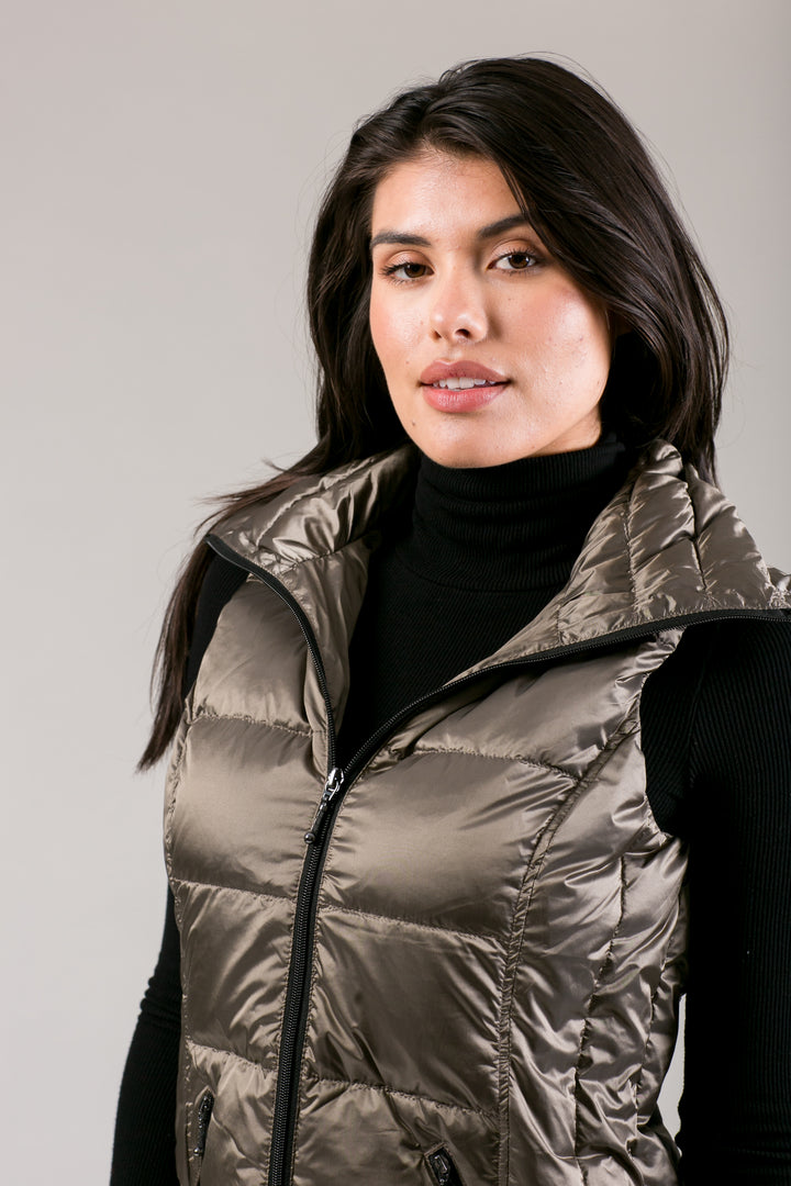 Short Metallic Down Vest
