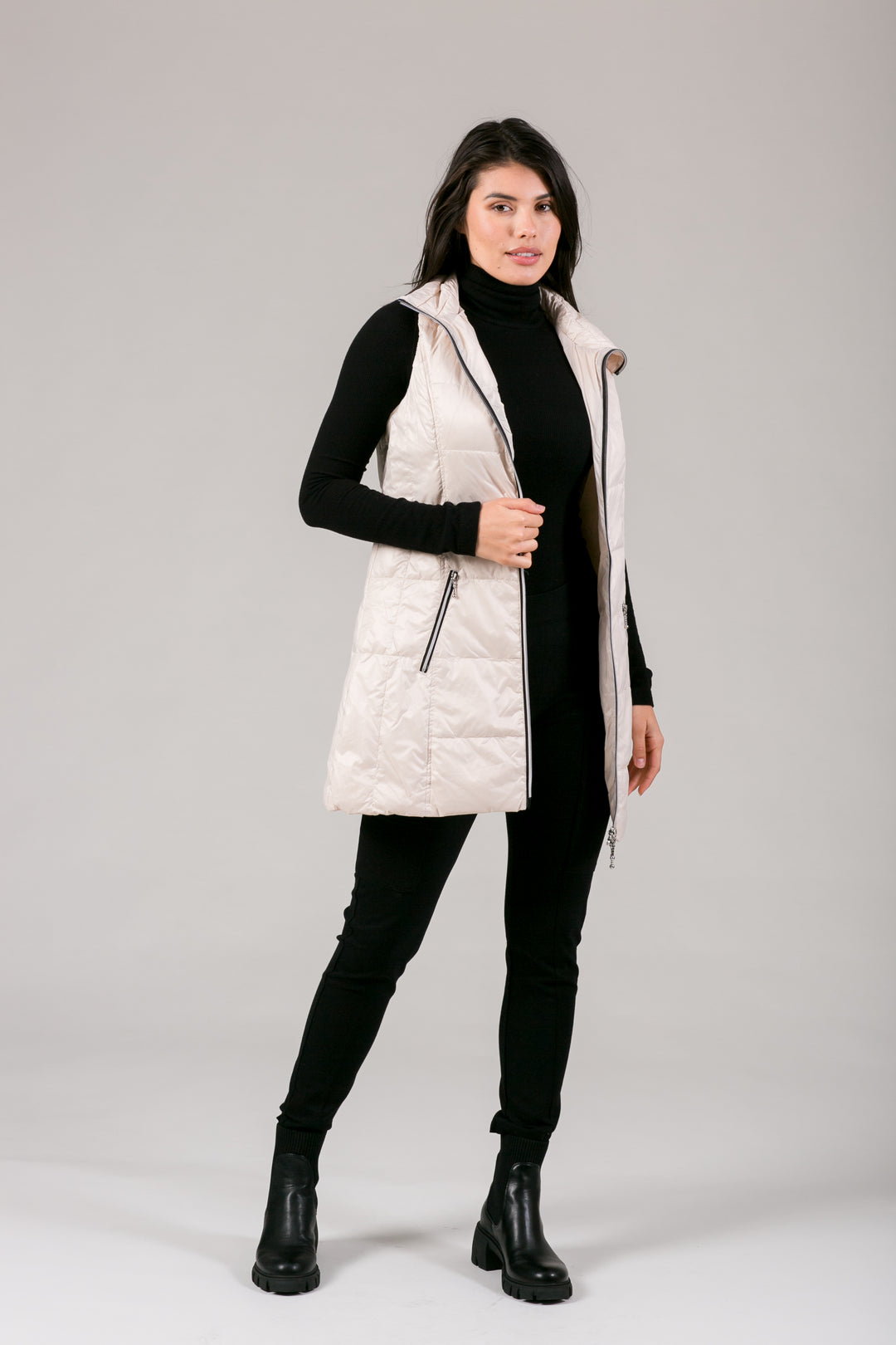 Long Nylon Down Vest