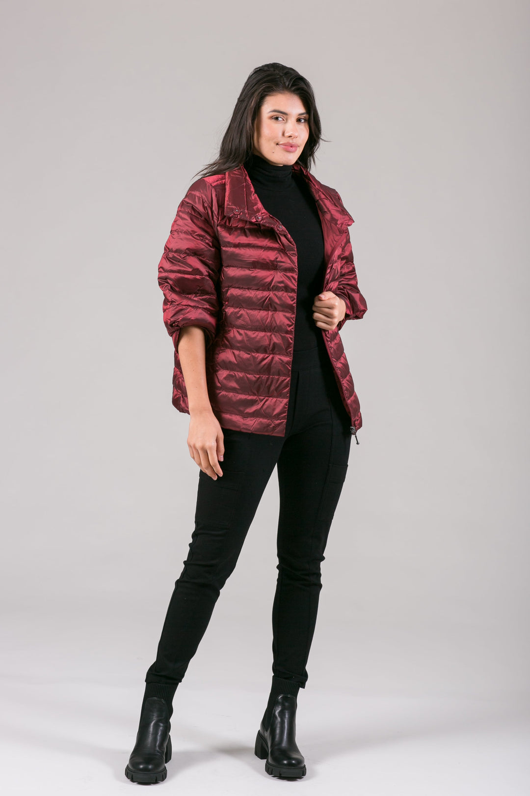 Iridescent Crop Sleeve Puffer Jacket