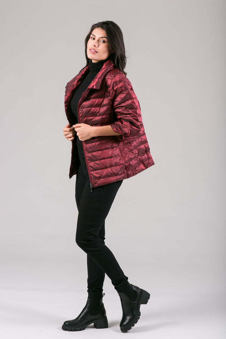 Iridescent Crop Sleeve Puffer Jacket