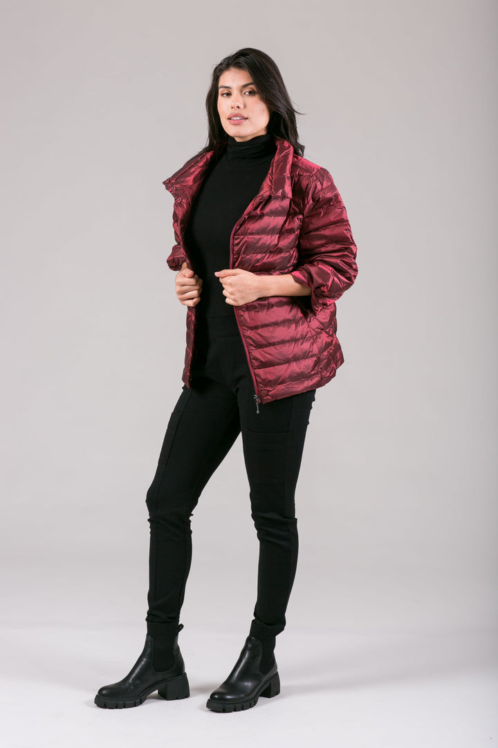 Iridescent Crop Sleeve Puffer Jacket