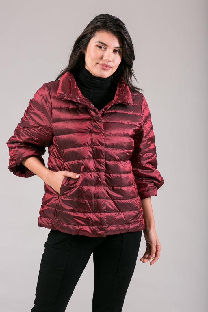 Iridescent Crop Sleeve Puffer Jacket