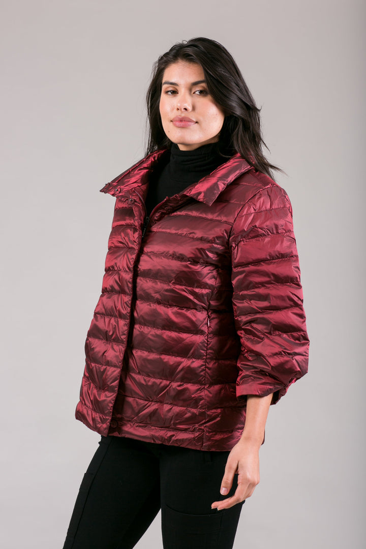Iridescent Crop Sleeve Puffer Jacket