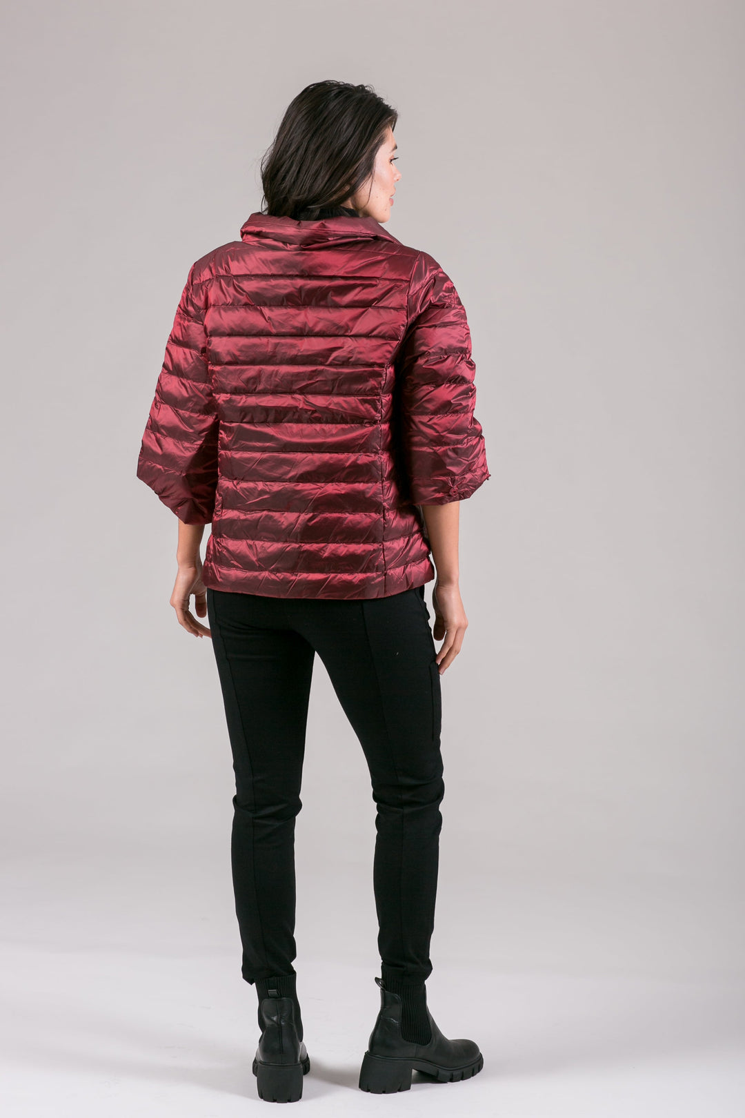 Iridescent Crop Sleeve Puffer Jacket