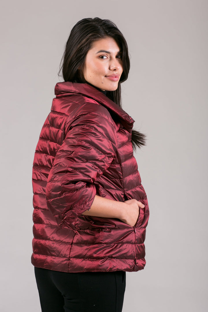 Iridescent Crop Sleeve Puffer Jacket