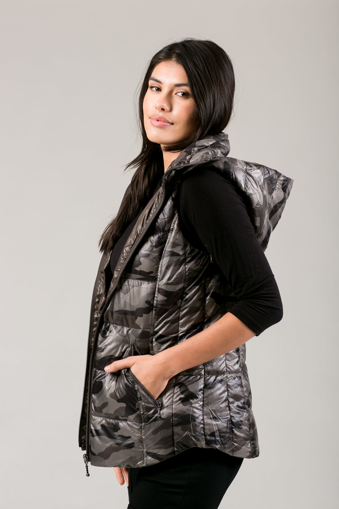 Short Hooded Quilted Vest