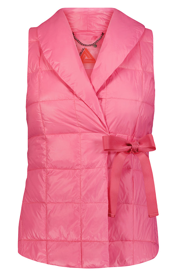 colorful puffer wrap vest