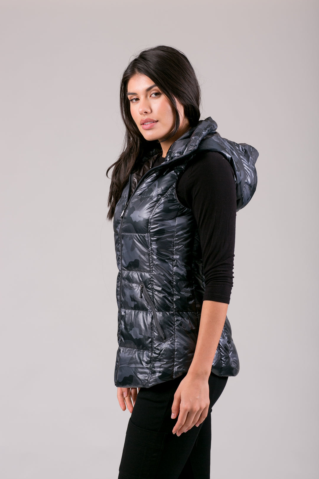 Short Hooded Quilted Vest
