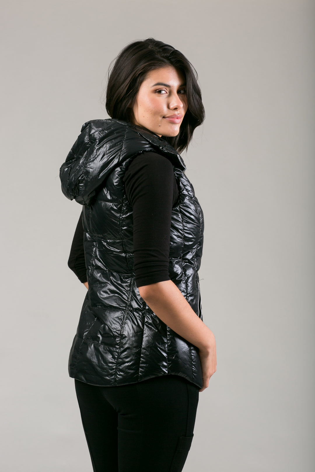 Short Hooded Quilted Vest