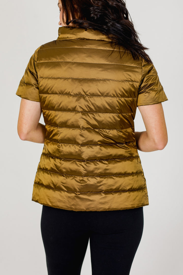 metallic Short Sleeve Puffer Jacket