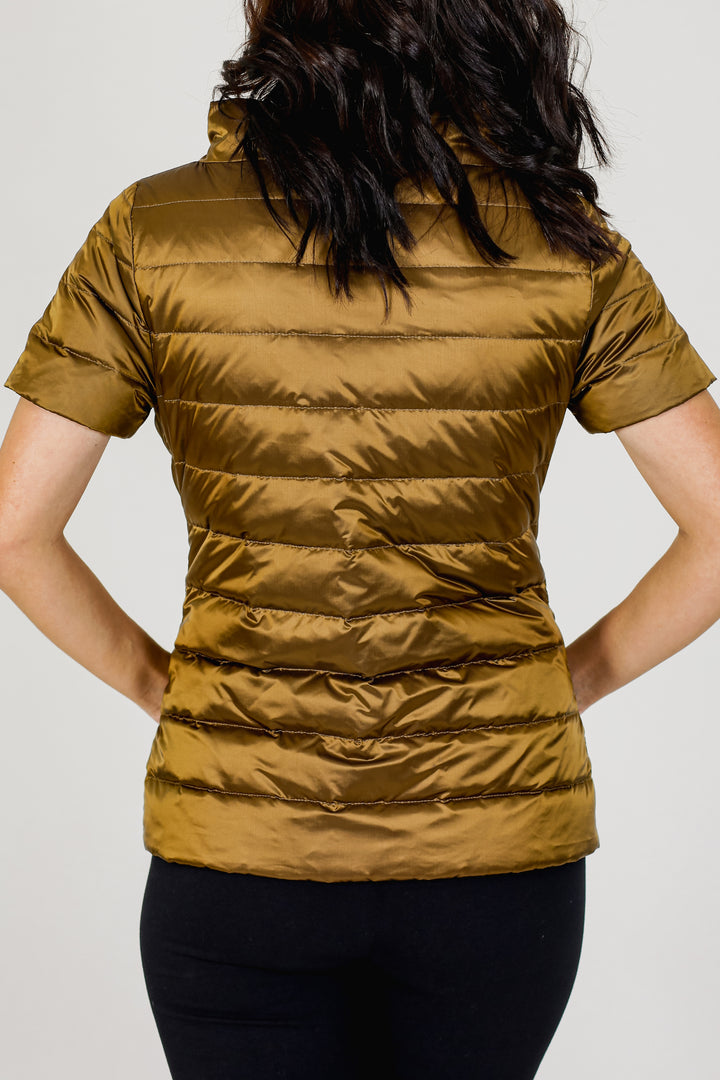 metallic Short Sleeve Puffer Jacket