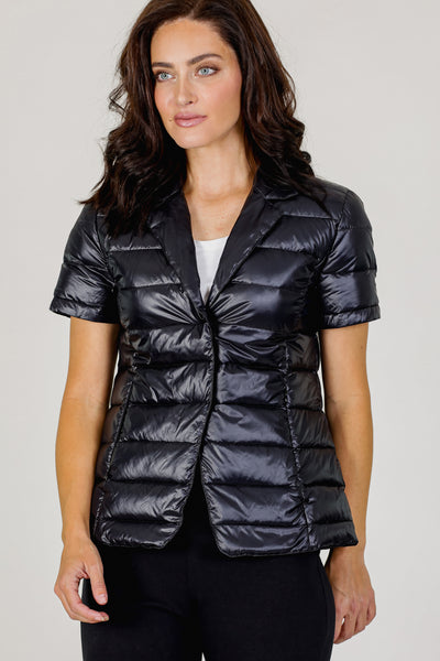 Notch Collar Short Sleeve Puffer Jacket
