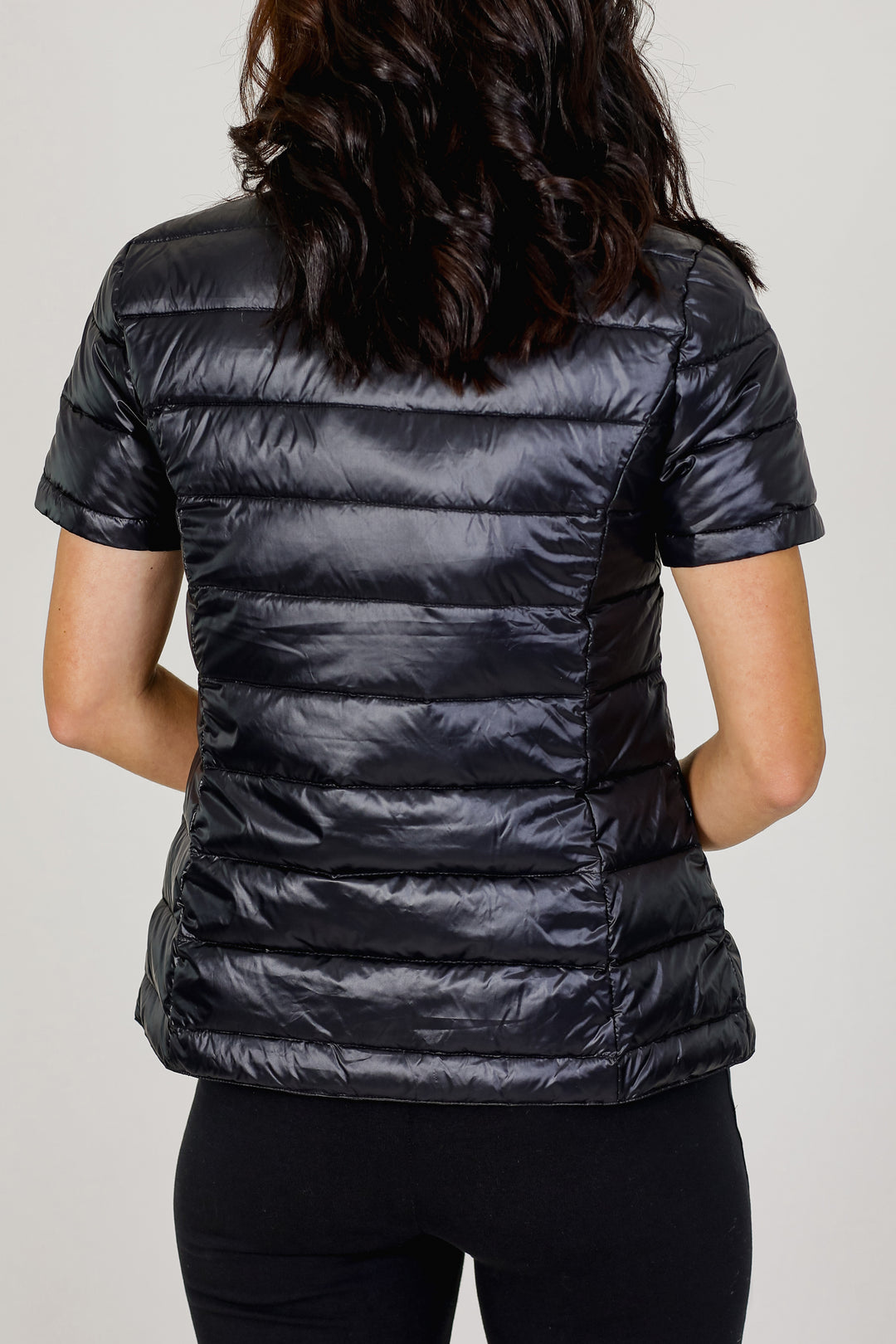 Notch Collar Short Sleeve Puffer Jacket