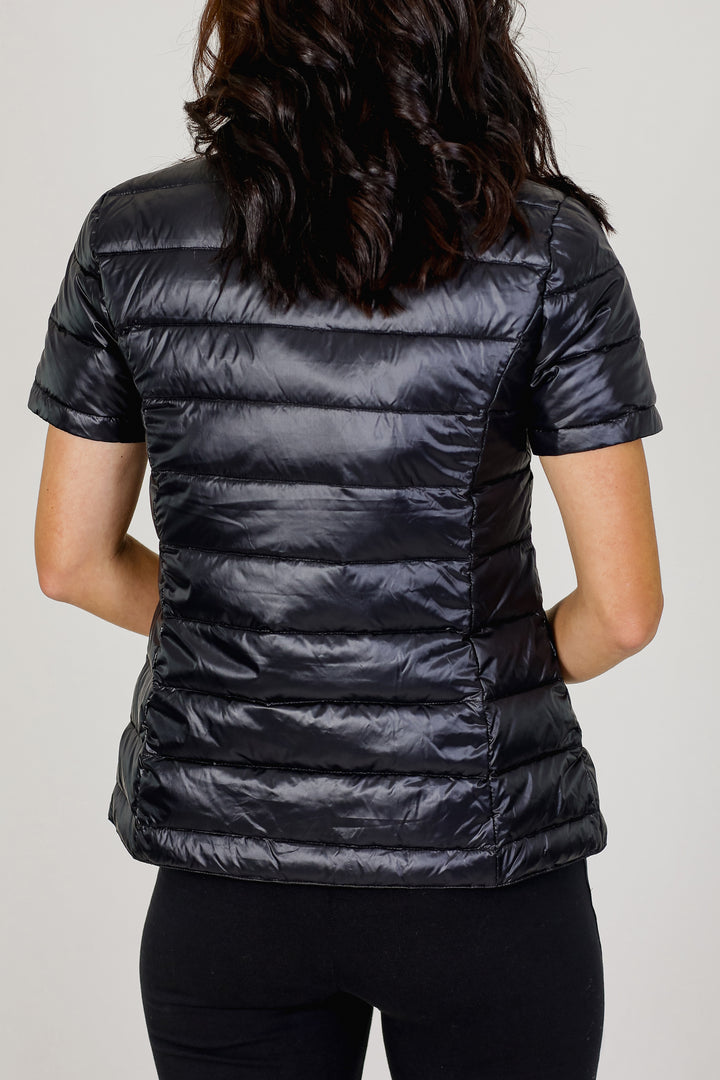 Notch Collar Short Sleeve Puffer Jacket