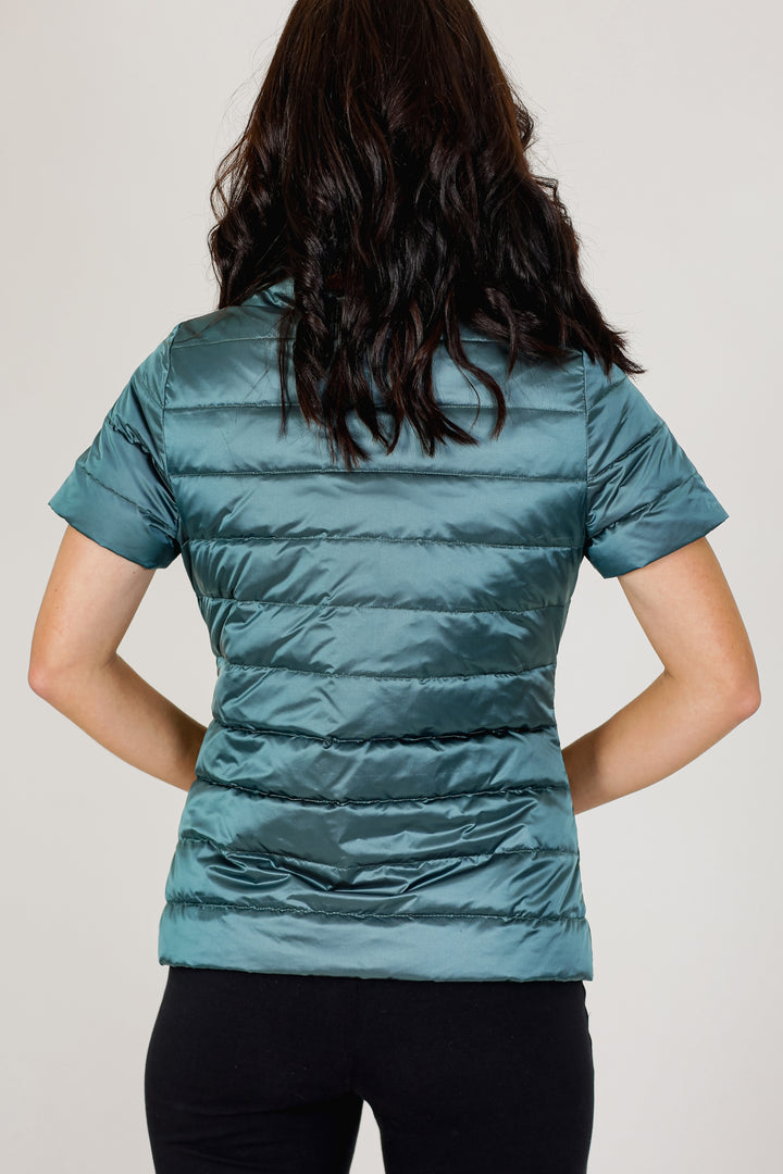 metallic Short Sleeve Puffer Jacket