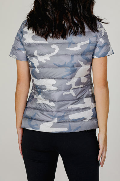 metallic Short Sleeve Puffer Jacket