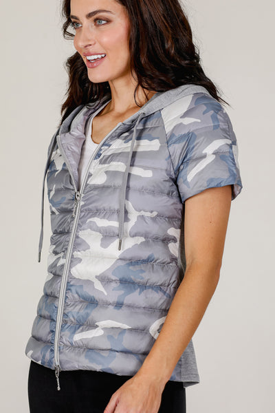Quilted Short Sleeve Hoodie Jacket