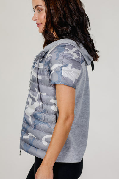 Quilted Short Sleeve Hoodie Jacket