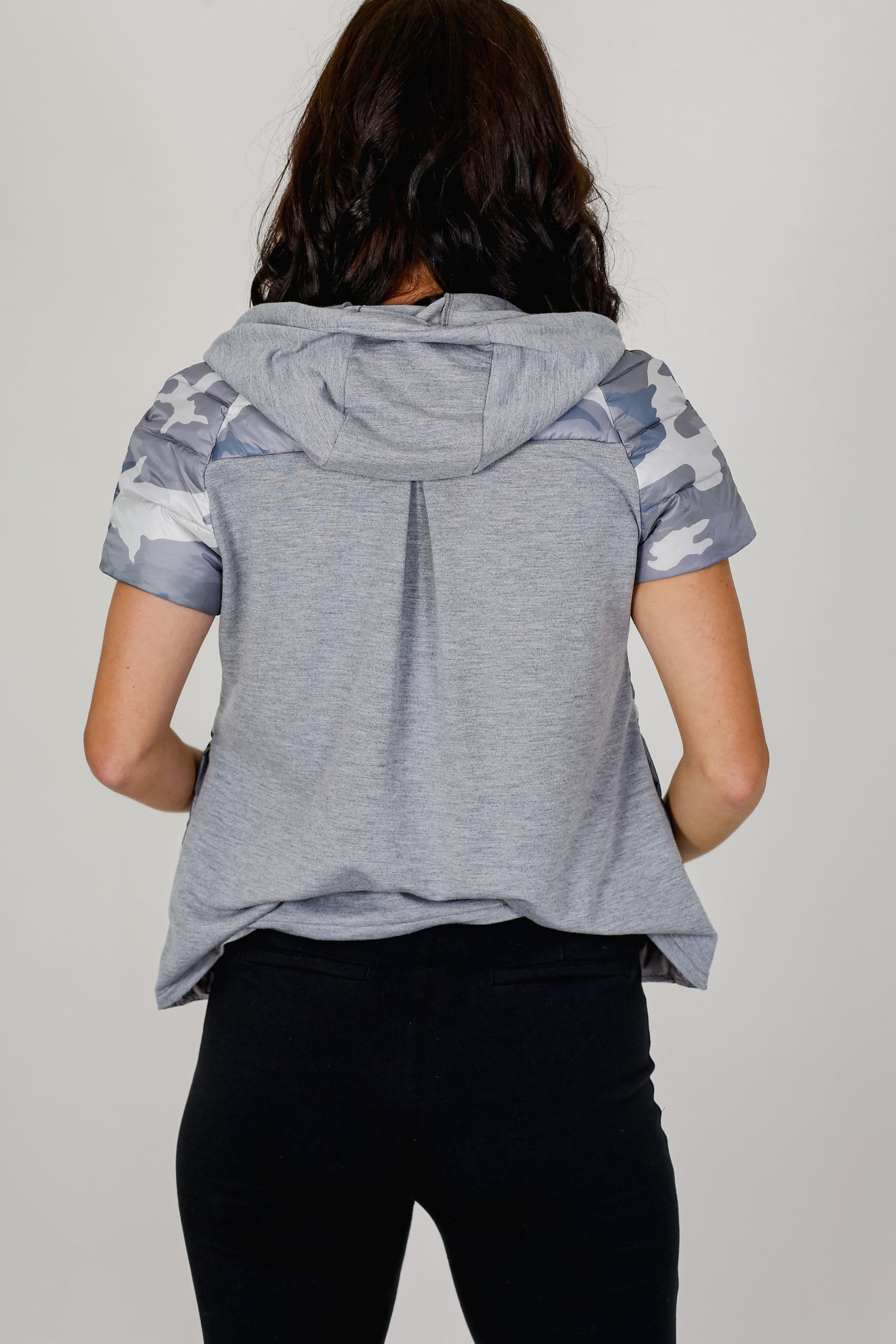 Quilted Short Sleeve Hoodie Jacket