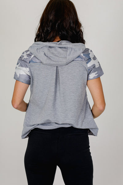 Quilted Short Sleeve Hoodie Jacket