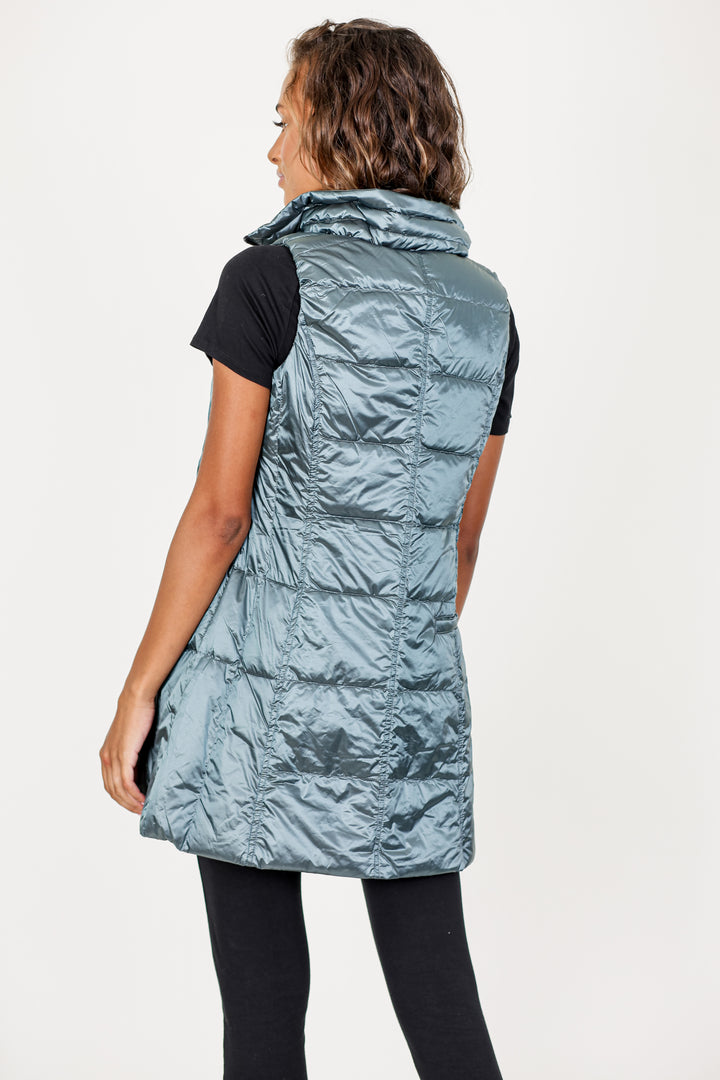 Long Metallic Down Vest