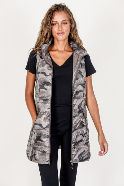 Long Printed Down Vest