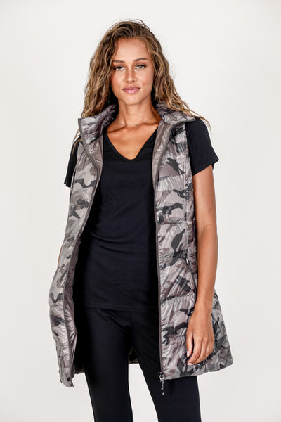 Long Printed Down Vest