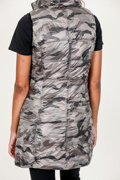 Long Printed Down Vest