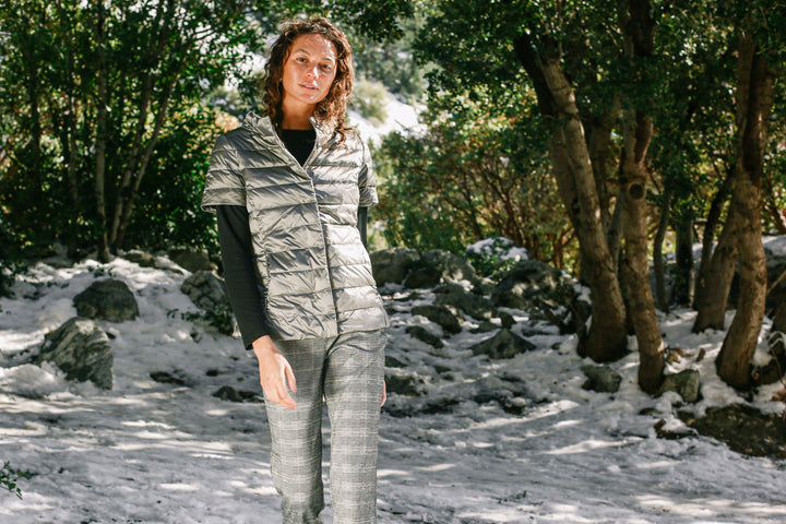 metallic Short Sleeve Puffer Jacket