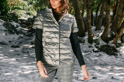 metallic Short Sleeve Puffer Jacket
