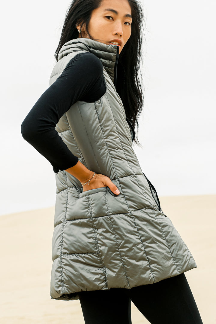 Long Metallic Down Vest