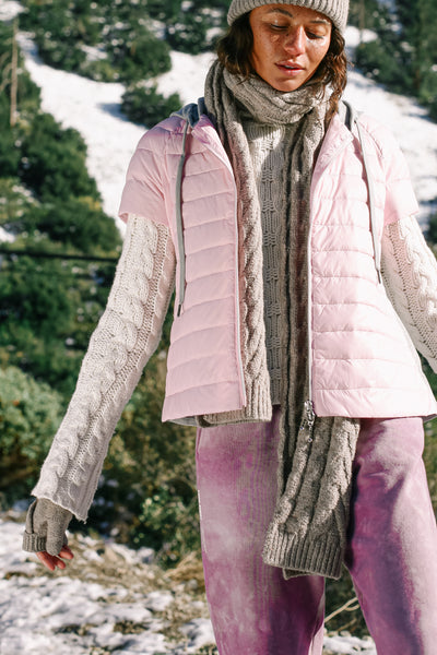 Quilted Short Sleeve Hoodie Jacket