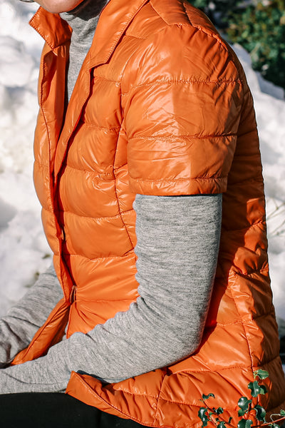 Notch Collar Short Sleeve Puffer Jacket