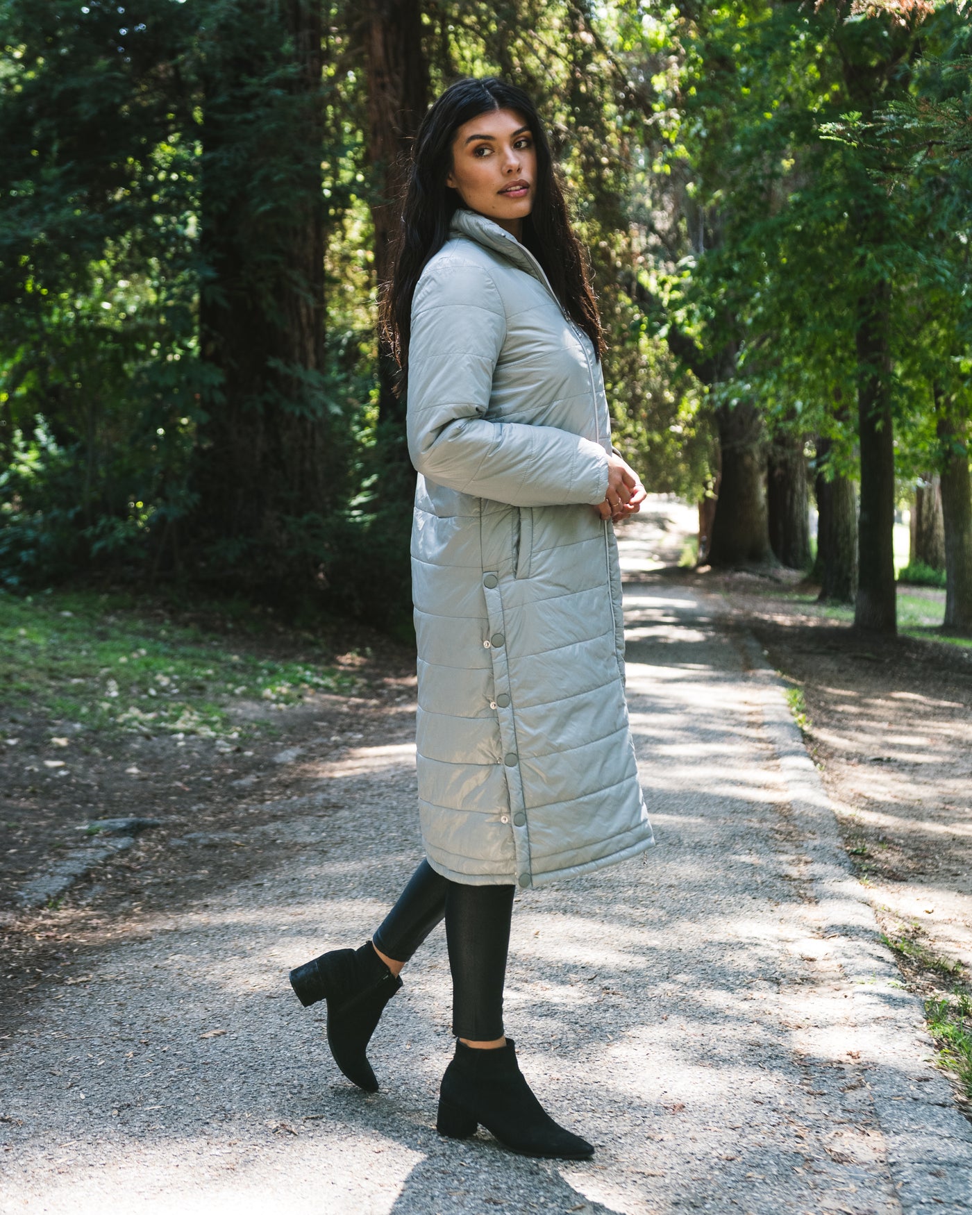 Quilted Nylon Duster Jacket