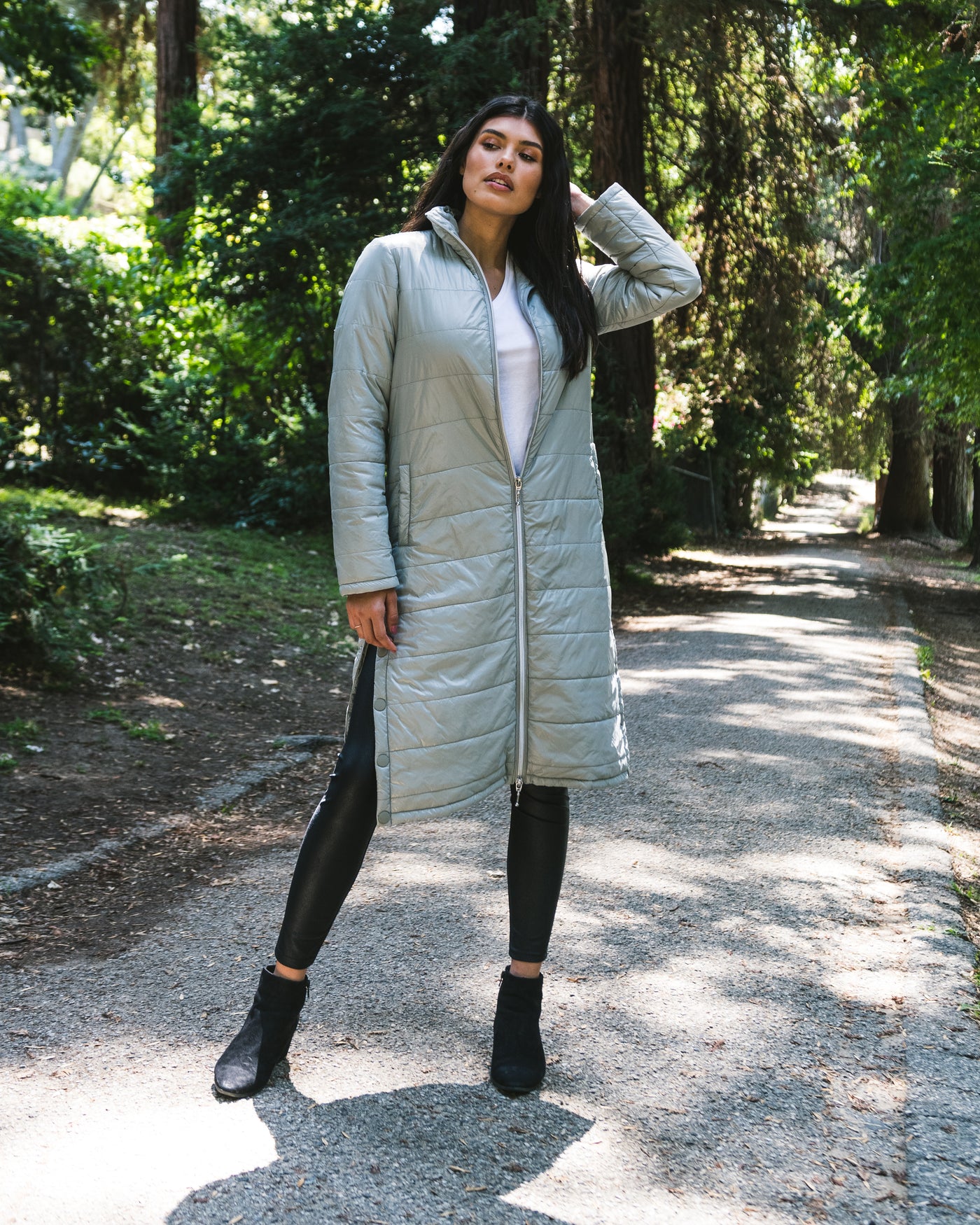 Quilted Nylon Duster Jacket