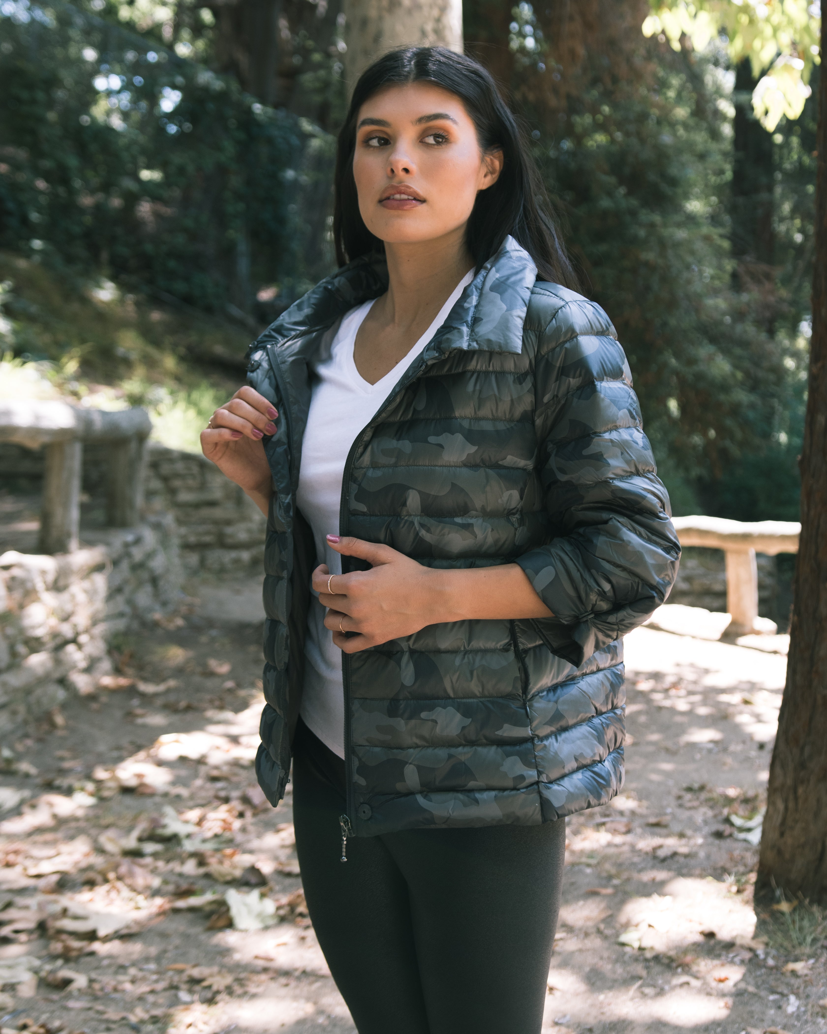 Pattern Crop Sleeve Puffer Jacket MyAnorak