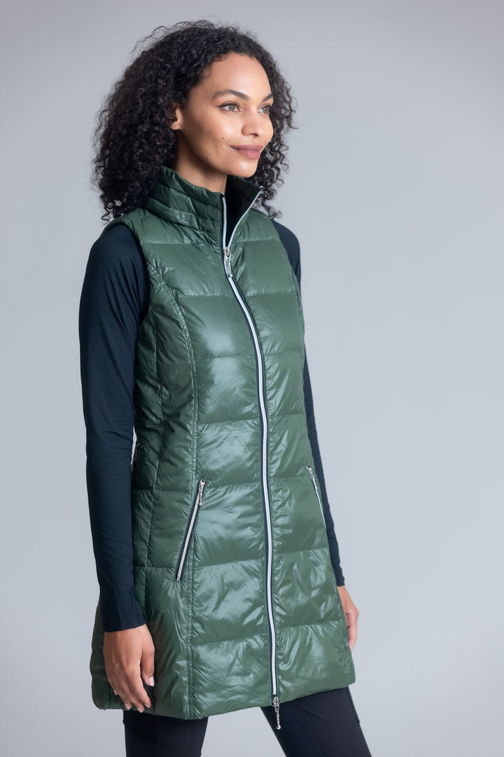 Long Nylon Down Vest