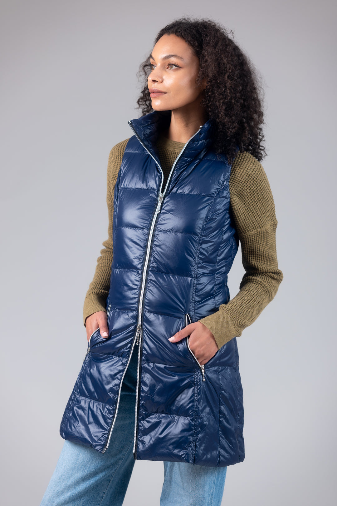 Long Nylon Down Vest