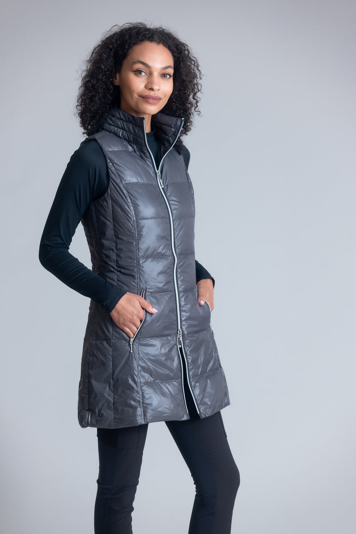 Long Nylon Down Vest